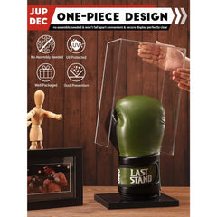 Full-size boxing glove showcased inside premium boxing glove case display with crystal-clear acrylic