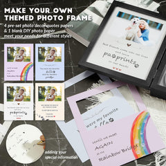 Photo card insert inside pet memory frame with printed sympathy quote
