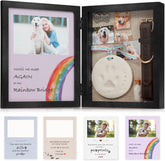 Front view of JupDec pet remembrance box with photo and keepsakes