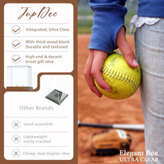 Easy to clean and maintain JupDec softball display case with smooth acrylic and wood surfaces.