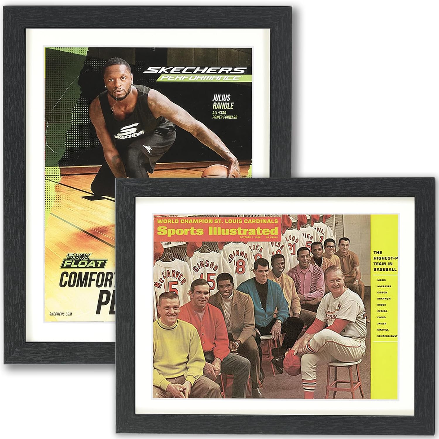 Two magazine display frames wall-mounted, perfect for showcasing framed magazines side by side in your home or office.