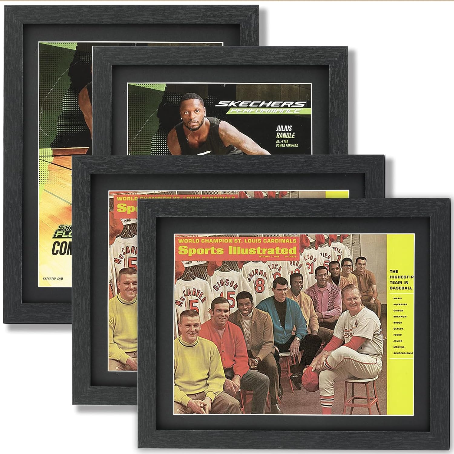 4-pack of frames for Sports Illustrated and other magazines, ideal for creating a personal memorabilia gallery.