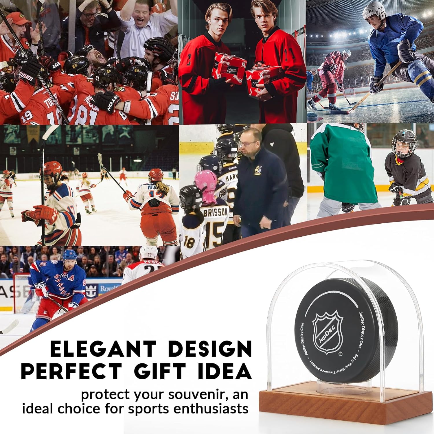 Best hockey puck display case gift idea for sports fans and collectors.