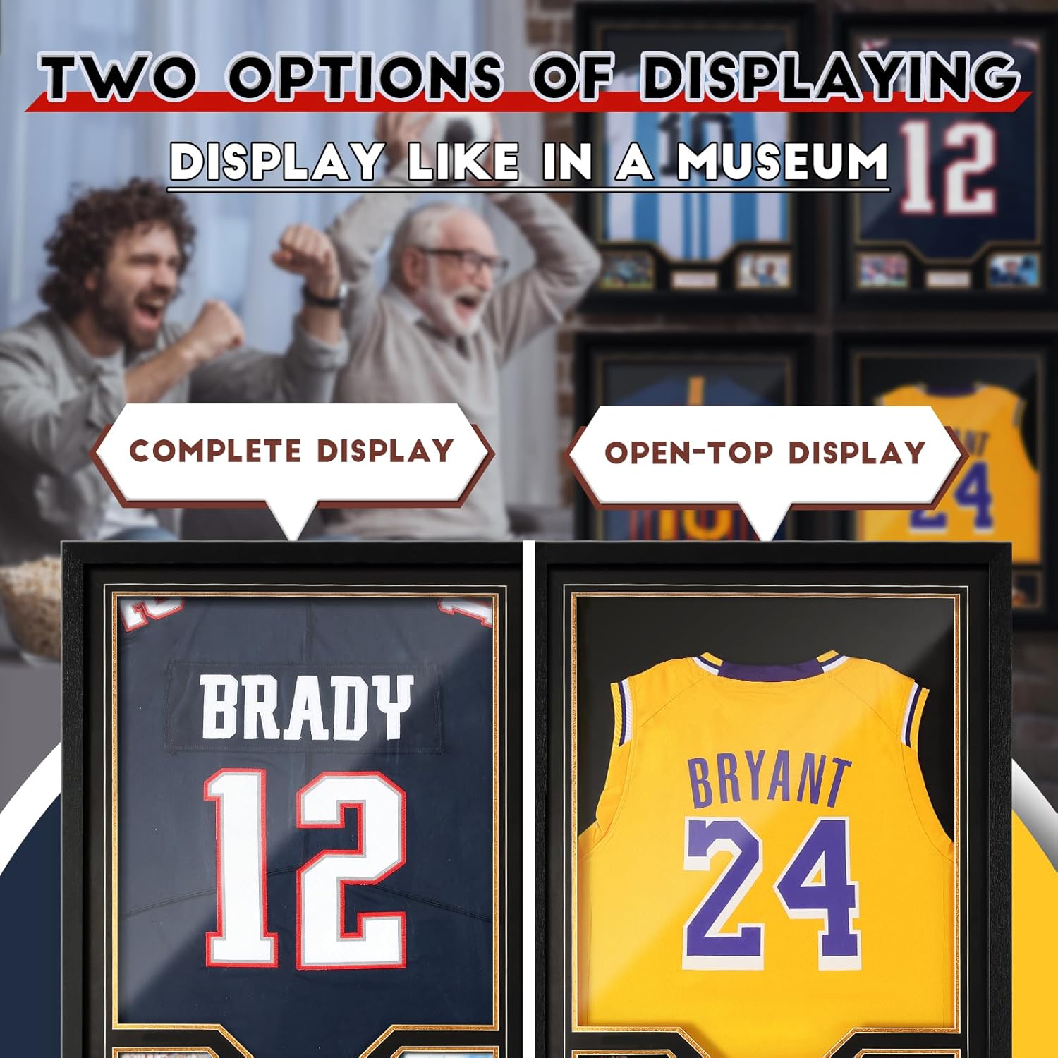 Two display modes: full jersey and open-collar top layout inside the frame     