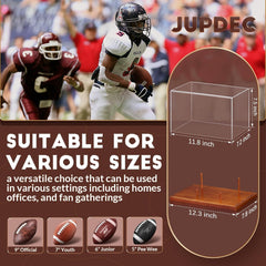 Internal dimensions of JupDec brown football case: 11.8 x 7 x 7.3 inches