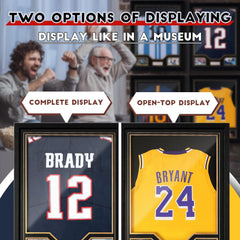 Jersey frame display showcasing open-collar format for flexible sports memorabilia presentation