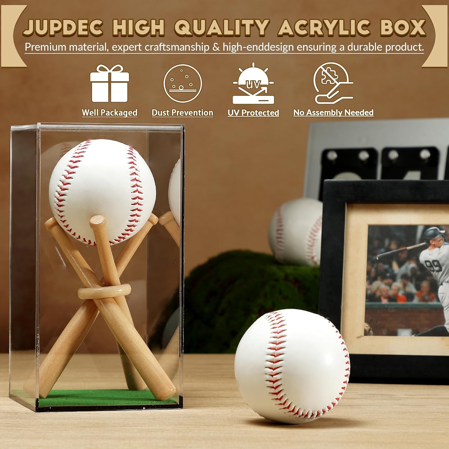 JupDec baseball display case as a thoughtful gift for baseball collectors and enthusiasts.