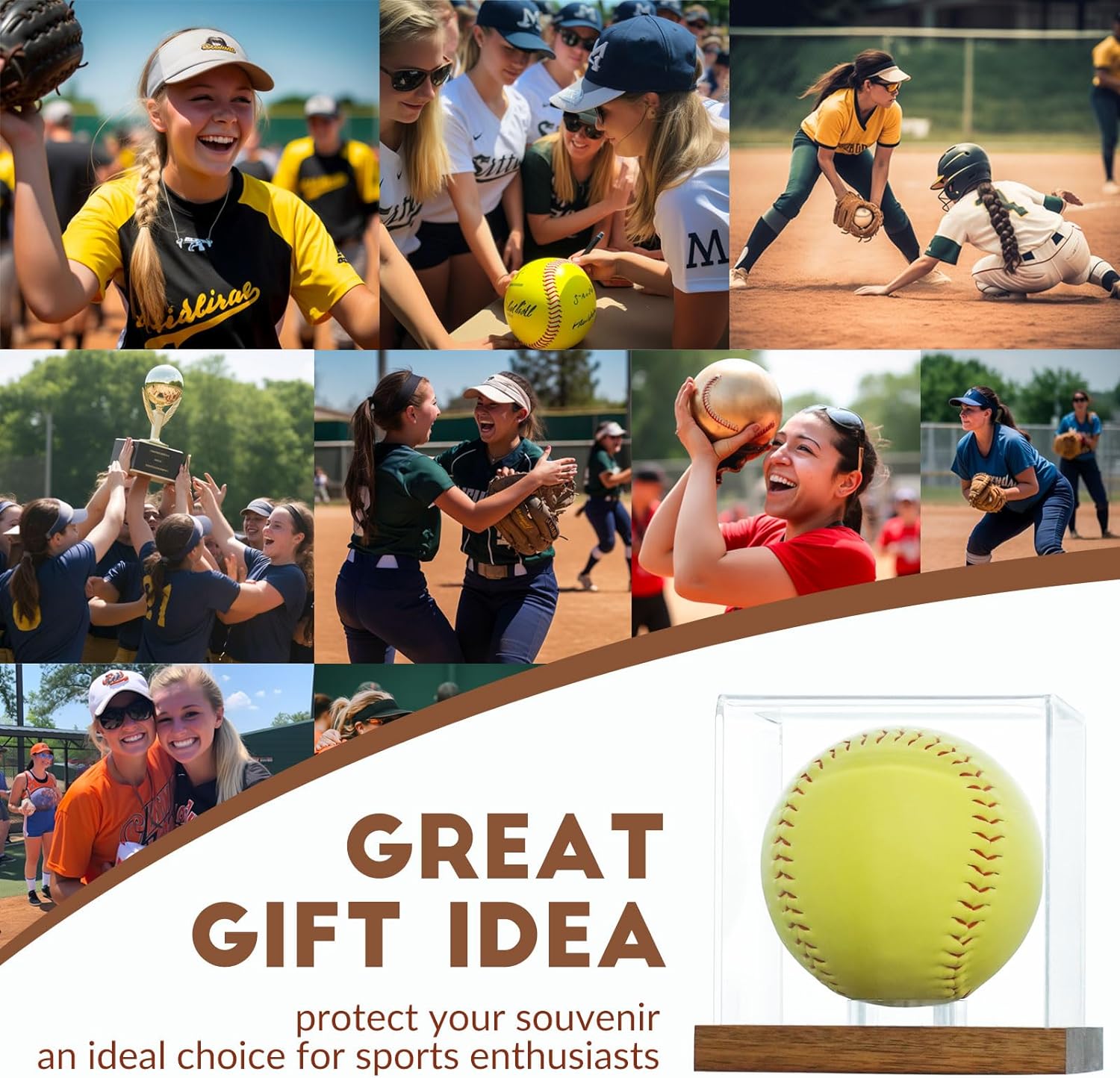 Softball Box JupDec Softball Display Case – Clear Acrylic Ball Holder with UV ...