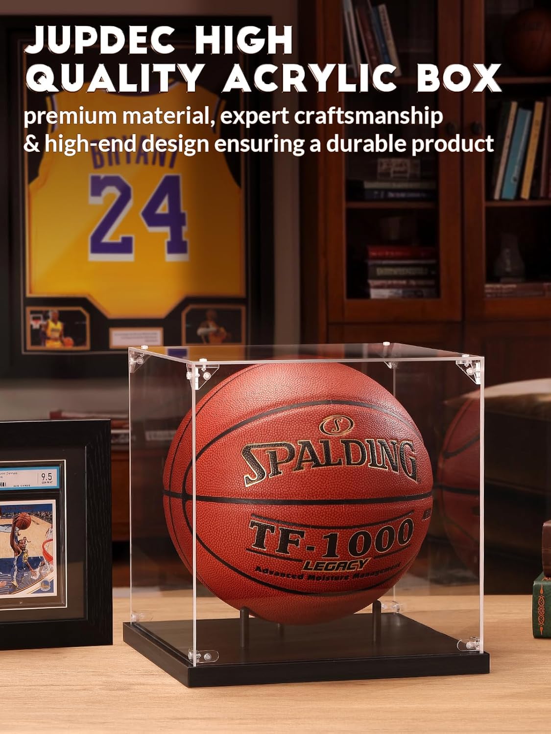 JupDec basketball case placed on a shelf or desk, perfect for home, office, or gallery decor