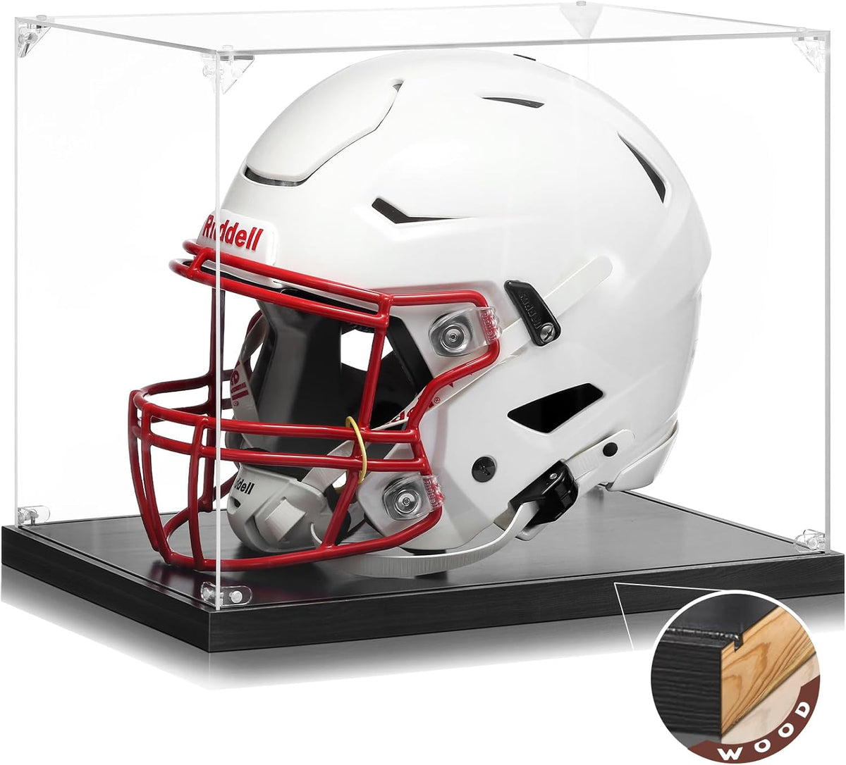 clear face shield for football helmets JupDec Full Size Helmet Display Case – Clear Acrylic Football, Baseball & Motorcycle Helmet Showcase Box with UV Protection