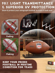 UV-protected football display box in black keeps your memorabilia safe from fading